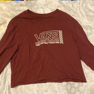 Vans Burgundy Long Sleeve Juniors Small Crop Top